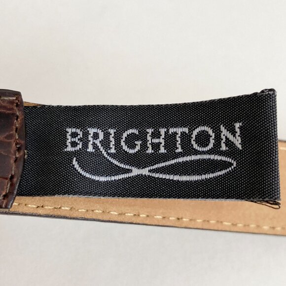 Vintage Brighton Womens Brown Leather Belt Imitation Alligator Size 28 Small - Picture 14 of 16